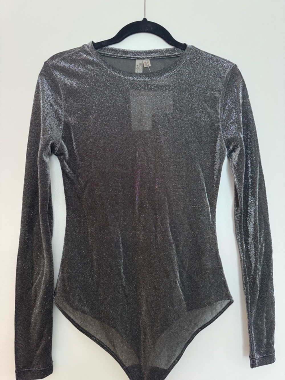 Second Skin Silver Shimmer Long-Sleeve Bodysuit
